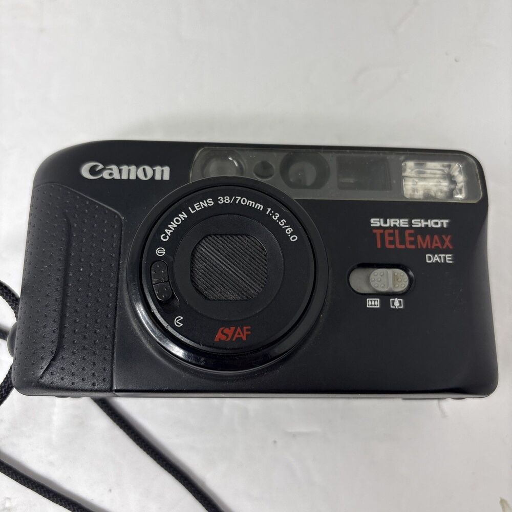 Vtg Canon Sure Shot Telemax Date 35mm Film Camera 38/70mm needs battery